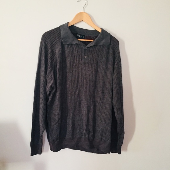 Mine XXL grey cable knit sweater collar